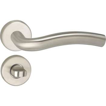 Impresso Conway Deurklink – Deurbeslag – Rond – Rozet met Toiletsluiting – Zilver