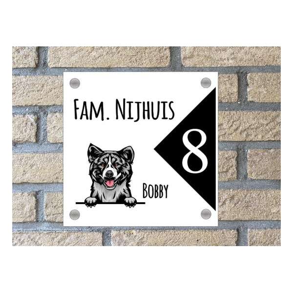 Naambordje voordeur Akita Strak met driehoek Wit Naambordje voordeur Akita Strak met driehoek Wit