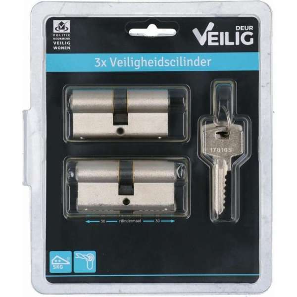 VEILIG veiligheidsprofielcilinder S6 Standaard SKG** 3 stuks- 6 sleutels VEILIG veiligheidsprofielcilinder S6 Standaard SKG** 3 stuks- 6 sleutels