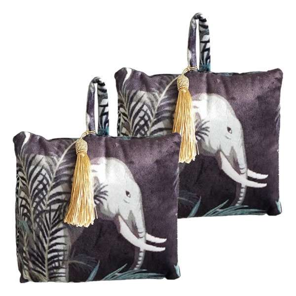 2x stuks fluwelen deurstoppers 18 cm olifant print - Deur vastzetter - Deurstop 2x stuks fluwelen deurstoppers 18 cm olifant print - Deur vastzetter - Deurstop
