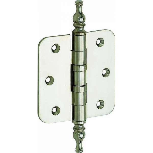 Kogellagerscharnier ronde hoek 76x76mm nikkel glans vaas Kogellagerscharnier ronde hoek 76x76mm nikkel glans vaas