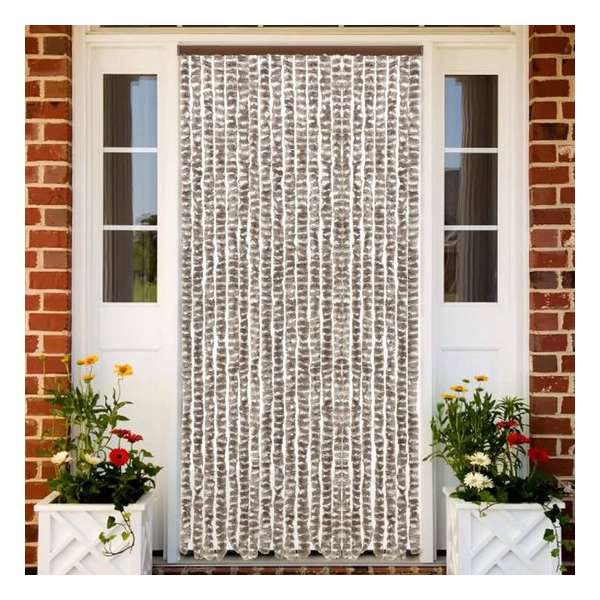 vidaXL Vliegengordijn 90x220 cm chenille taupe en wit vidaXL Vliegengordijn 90x220 cm chenille taupe en wit
