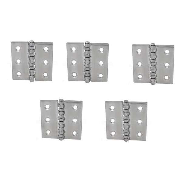 Scharnier - Rvs - 80x70mm - Vaste pen - Rechte hoek - 5 stuks Scharnier - Rvs - 80x70mm - Vaste pen - Rechte hoek - 5 stuks