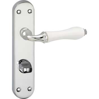 Impresso Perth Deurklink – Deurbeslag – Ovaal – Deurschild met Toiletsluiting – Deurkruk Wit – Chroom