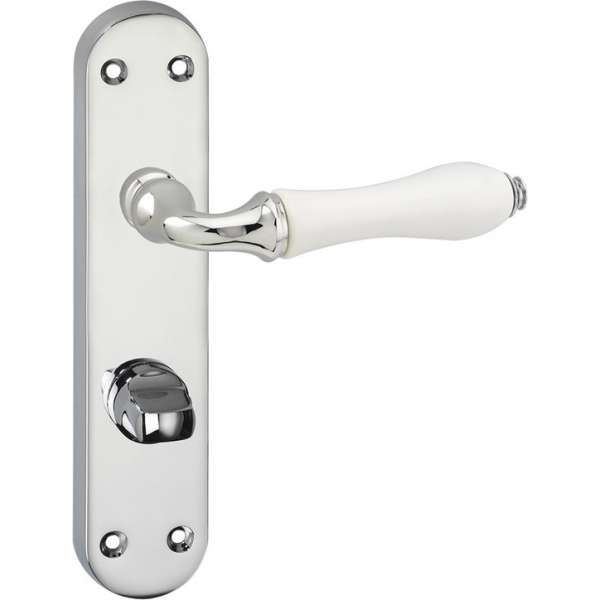 Impresso Perth Deurklink – Deurbeslag – Ovaal – Deurschild met Toiletsluiting – Deurkruk Wit – Chroom Impresso Perth Deurklink – Deurbeslag – Ovaal – Deurschild met Toiletsluiting – Deurkruk Wit – Chroom