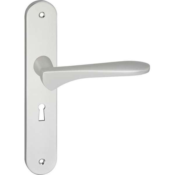 Impresso Watford Deurklink – Deurbeslag – Ovaal – Deurschild met Schroeven en Sleutelgat – Aluminium