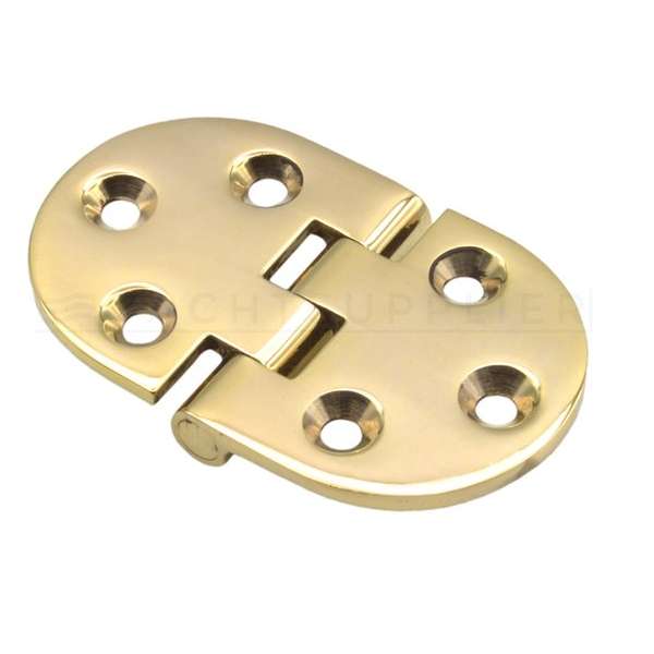 Tafelbladscharnier - 50x30x2mm - Knoop onder - Messing gepolijst Tafelbladscharnier - 50x30x2mm - Knoop onder - Messing gepolijst