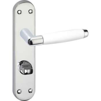 Impresso Durban Deurklink – Deurbeslag – Ovaal – Deurschild met Toiletsluiting – Deurkruk Wit – Chroom