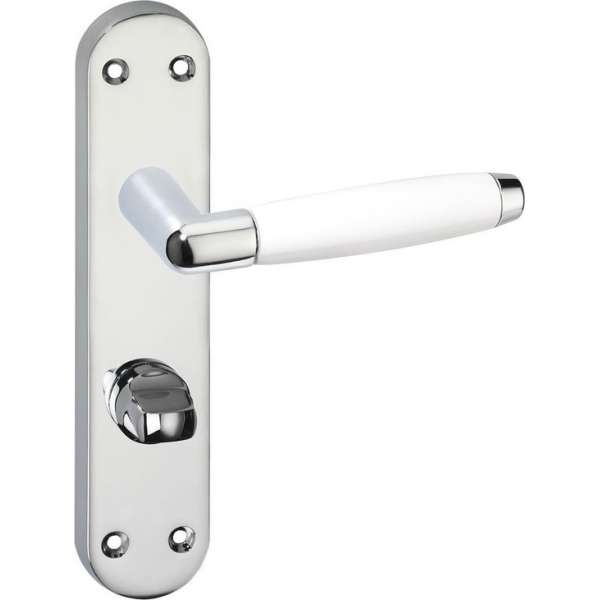 Impresso Durban Deurklink – Deurbeslag – Ovaal – Deurschild met Toiletsluiting – Deurkruk Wit – Chroom Impresso Durban Deurklink – Deurbeslag – Ovaal – Deurschild met Toiletsluiting – Deurkruk Wit – Chroom