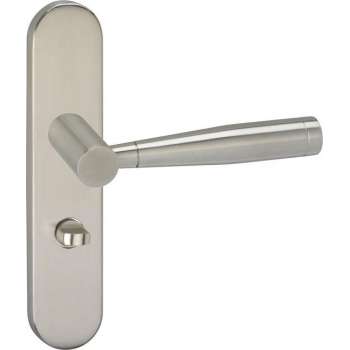 Impresso Retford Deurklink – Deurbeslag – Ovaal – Deurschild met Toiletsluiting – Zilver
