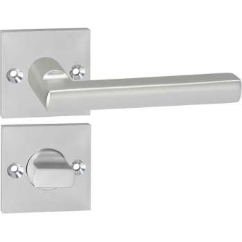 Impresso Leeds Deurklink – Deurbeslag – Vierkant – Rozet met Schroeven en Toiletsluiting – Aluminium