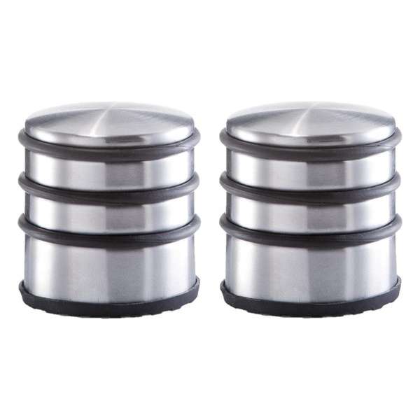 Set van 3x stuks RVS deurstoppers rond 6,5 x 7 cm - Deurstop 1,15 kg Set van 3x stuks RVS deurstoppers rond 6,5 x 7 cm - Deurstop 1,15 kg