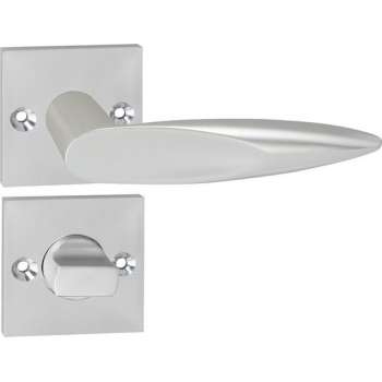 Impresso Sutton Deurklink – Deurbeslag – Vierkant – Rozet met Schroeven en Toiletsluiting – Aluminium