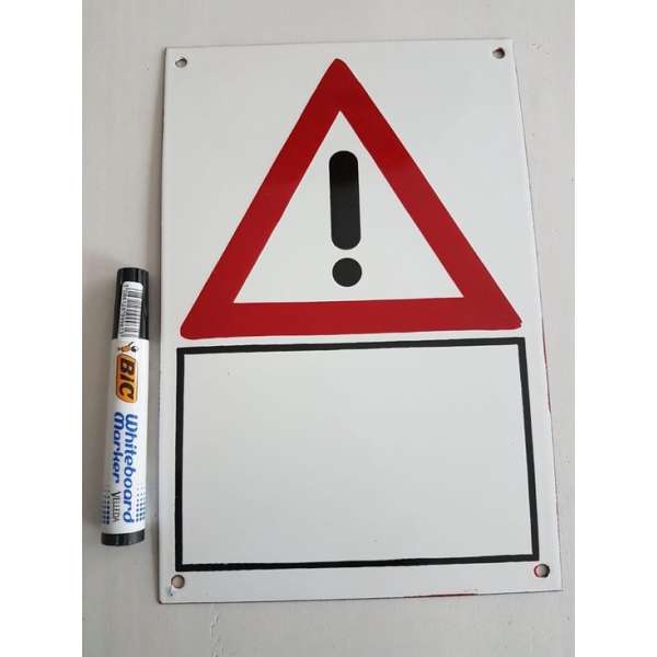 Emaille waarschuwingsbord beschrijfbaar incl. stift Emaille waarschuwingsbord beschrijfbaar incl. stift