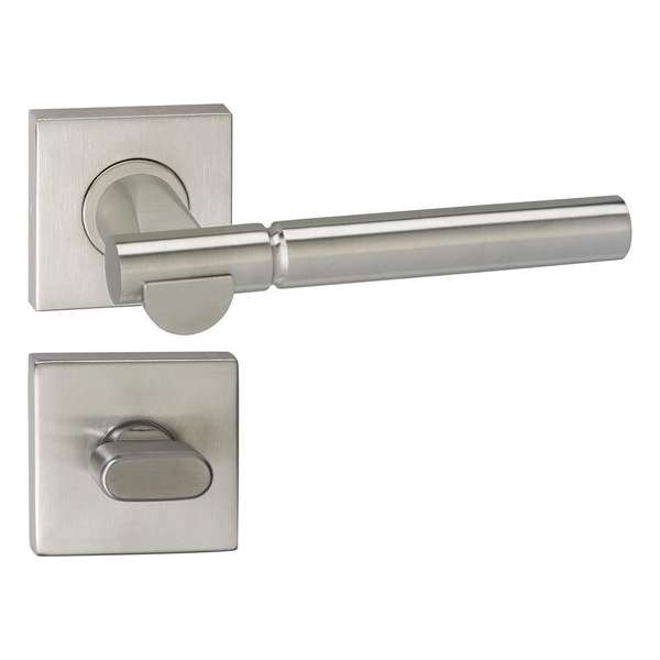 Impresso Bretton Deurklink – Deurbeslag – Vierkant – Rozet met Toiletsluiting – Zilver Impresso Bretton Deurklink – Deurbeslag – Vierkant – Rozet met Toiletsluiting – Zilver