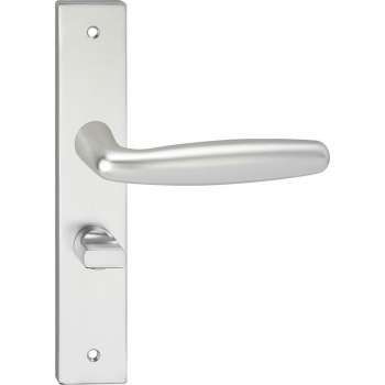 Impresso Cambridge Deurklink – Deurbeslag – Vierkant – Deurschild met Schroeven en Toiletsluiting – Zilver