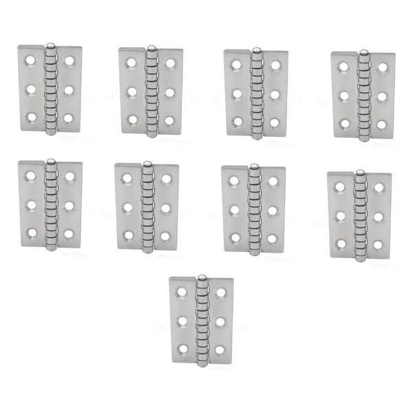 Scharnier - Rvs - 60x40mm - Vaste pen - Rechte hoek - 9 stuks Scharnier - Rvs - 60x40mm - Vaste pen - Rechte hoek - 9 stuks