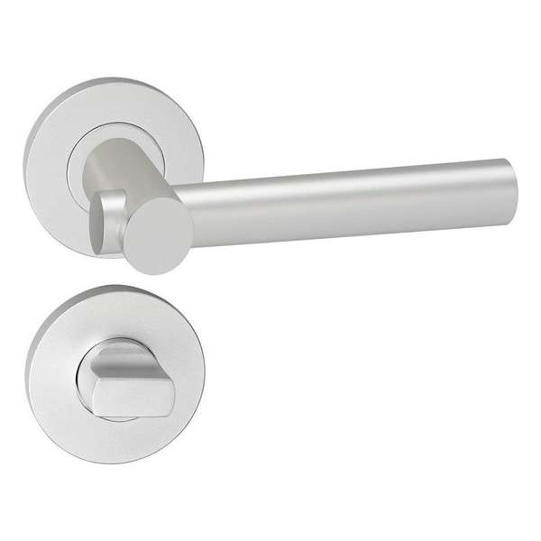Impresso Dover Deurklink – Deurbeslag – Rond – Rozet met Toiletsluiting – Aluminium Impresso Dover Deurklink – Deurbeslag – Rond – Rozet met Toiletsluiting – Aluminium