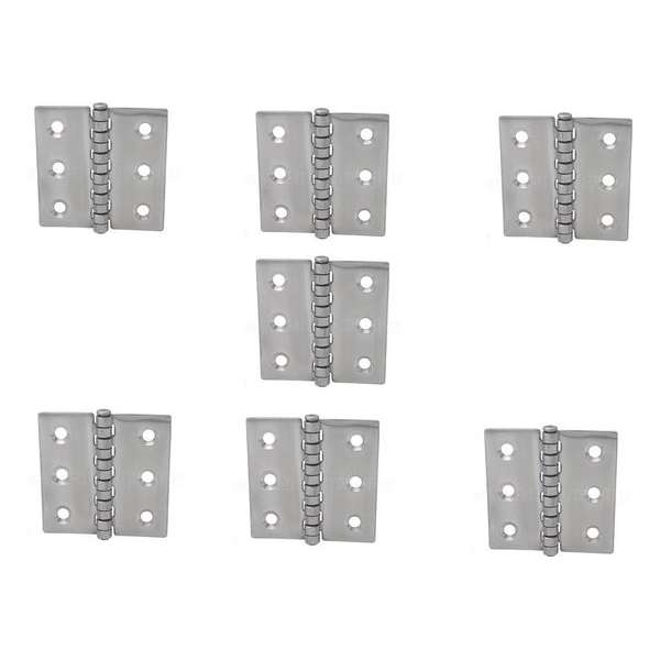 Scharnier - Rvs - 60x60mm - Vaste pen - Rechte hoek - 7 stuks Scharnier - Rvs - 60x60mm - Vaste pen - Rechte hoek - 7 stuks