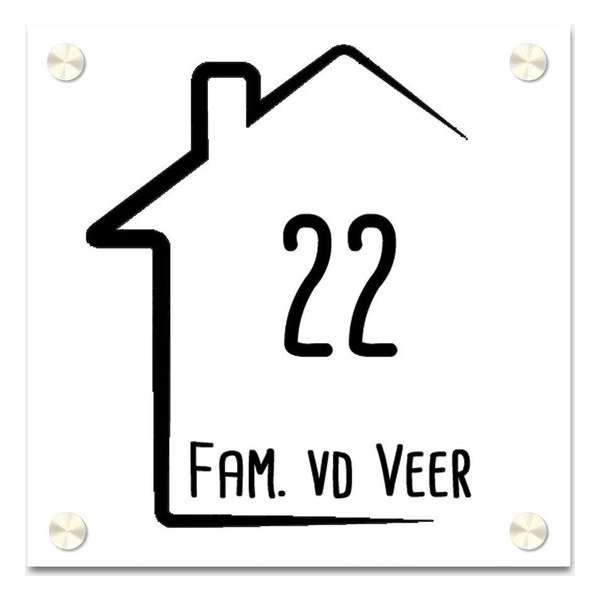 Naambordje vierkant half huisje wit Naambordje vierkant half huisje wit