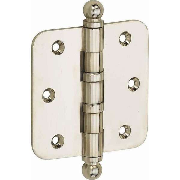 Kogellagerscharnier ronde hoek 89x89mm nikkel glans bol Kogellagerscharnier ronde hoek 89x89mm nikkel glans bol