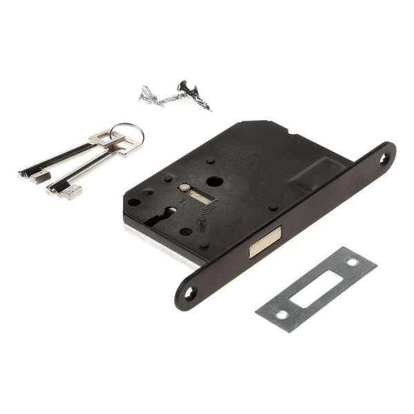 Intersteel Woningbouw kastslot SL56 zwart doornmaat 50mm inclusief sluitplaat (Prijs per 2 stuks) Intersteel Woningbouw kastslot SL56 zwart doornmaat 50mm inclusief sluitplaat (Prijs per 2 stuks)