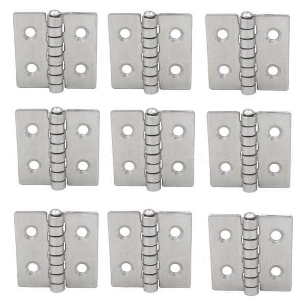 Scharnier - Rvs - 40x30mm - Vaste pen - Rechte hoek - 9 stuks Scharnier - Rvs - 40x30mm - Vaste pen - Rechte hoek - 9 stuks