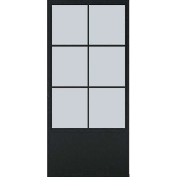 Barnwoodweb Schuifdeur staal en glas 6 vaks kickplate helder glas 100x235 | Inclusief schuifdeursysteem en deurgreep Barnwoodweb Schuifdeur staal en glas 6 vaks kickplate helder glas 100x235 | Inclusief schuifdeursysteem en deurgreep