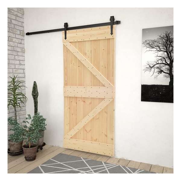 vidaXL Schuifdeur met beslag 90x210 cm massief grenenhout vidaXL Schuifdeur met beslag 90x210 cm massief grenenhout