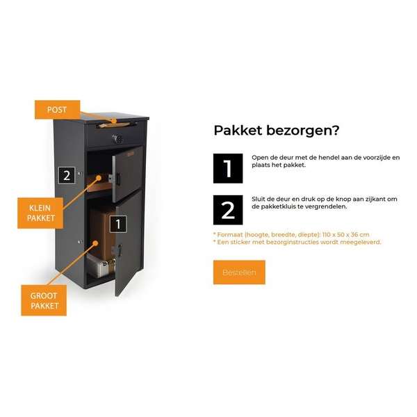 HOMELOCKER antraciet 110 x 50 x 36 cm pakketbrievenbus -RVS - grote en meerdere pakketten per dag - 3 in 1 - HOMELOCKER antraciet 110 x 50 x 36 cm pakketbrievenbus -RVS - grote en meerdere pakketten per dag - 3 in 1 -