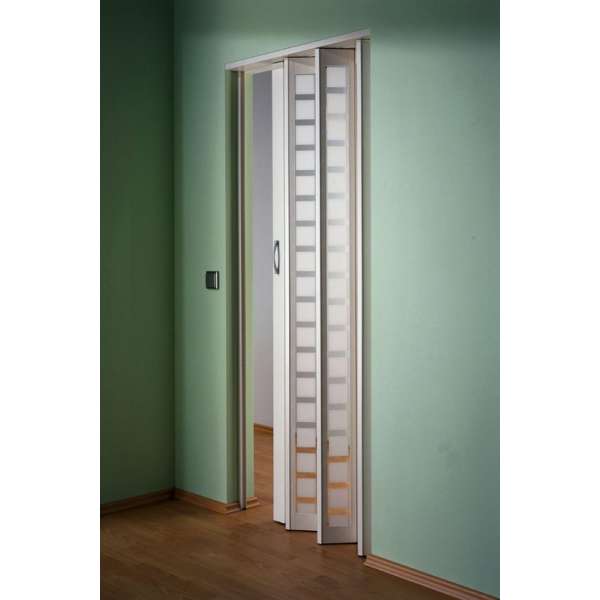 New Generation vouwdeur in kleur wit / geruit wit gesatineerd BxH 86x205 cm New Generation vouwdeur in kleur wit / geruit wit gesatineerd BxH 86x205 cm