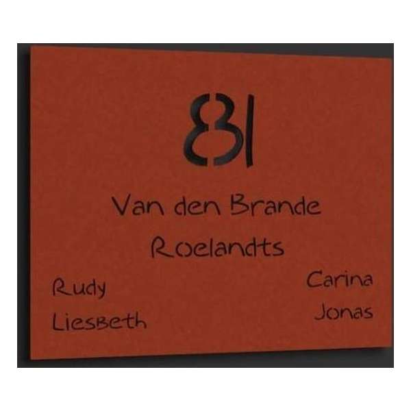 Cortenstaal Naambord Roest 23x18 cm – Zelf ontwerpen – Lasergesneden Naambordje - Onderhoudsvriendelijk