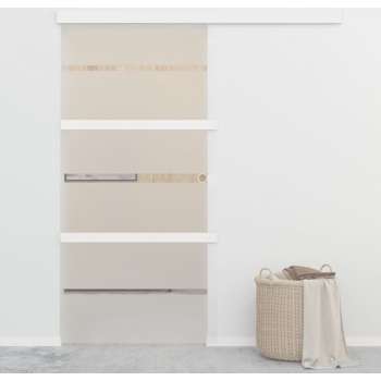 vidaXL Schuifdeur 102,5x205 cm ESG-glas en aluminium zilverkleurig