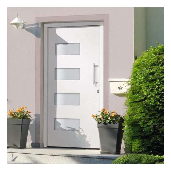 vidaXL Voordeur 100x210 cm aluminium en PVC wit vidaXL Voordeur 100x210 cm aluminium en PVC wit