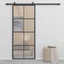 vidaXL Schuifdeur 90x205 cm aluminium en ESG-glas zwart