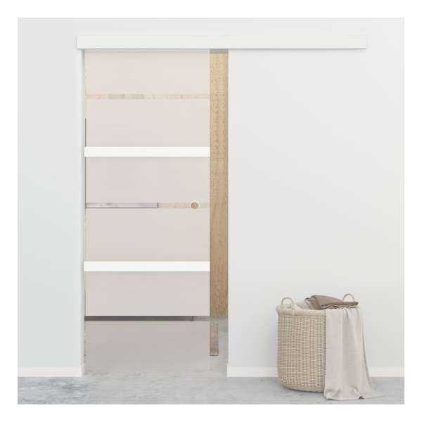 vidaXL Schuifdeur 76x205 cm ESG-glas en aluminium zilverkleurig vidaXL Schuifdeur 76x205 cm ESG-glas en aluminium zilverkleurig