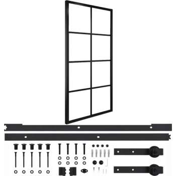 vidaXL Schuifdeur met hardware 102,5x205 cm aluminium en ESG-glas