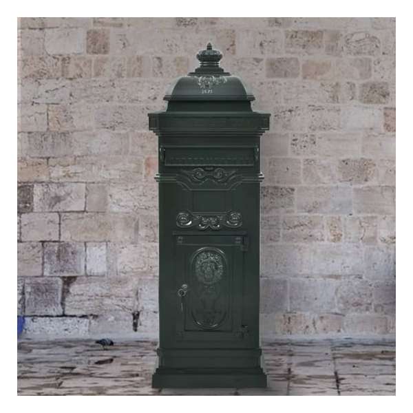vidaXL Pilaar brievenbus vintage stijl roestbestendig aluminium groen