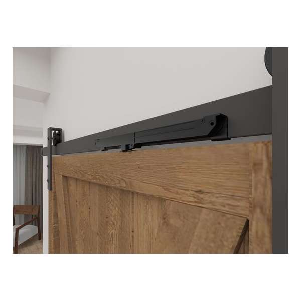 Topmontage schuifdeursysteem Modern RVS inclusief Softclose systeem Topmontage schuifdeursysteem Modern RVS inclusief Softclose systeem