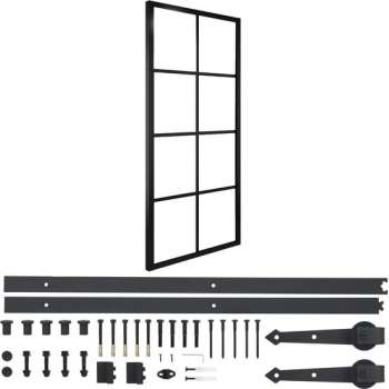 vidaXL Schuifdeur met hardware 76x205 cm aluminium en ESG-glas
