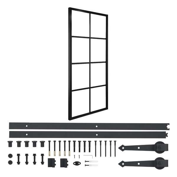 vidaXL Schuifdeur met hardware 76x205 cm aluminium en ESG-glas