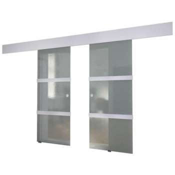 Dubbele schuifdeur - Aluminium en roestvrij staal - Glas - 205 x 75 cm