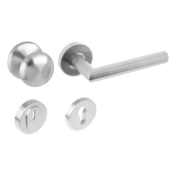 Intersteel Voordeurset veiligheidsbeslag SKG*** rond rvs geborsteld Intersteel Voordeurset veiligheidsbeslag SKG*** rond rvs geborsteld