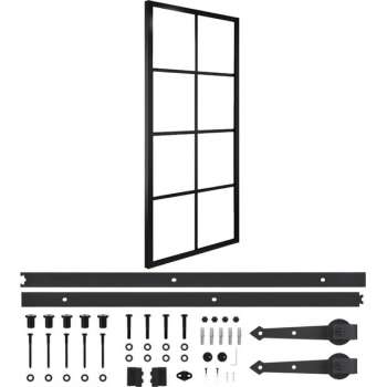 vidaXL Schuifdeur met hardware 76x205 cm aluminium en ESG-glas