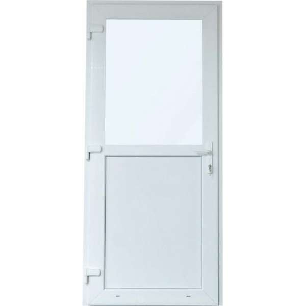 Kunststof Deur met Kozijn| PVC Deur - 93 x 210 1/2 Glas - Rechtsdraaiend (DHK KOZIJNEN) Kunststof Deur met Kozijn| PVC Deur - 93 x 210 1/2 Glas - Rechtsdraaiend (DHK KOZIJNEN)