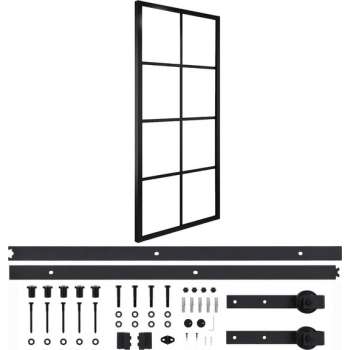 vidaXL Schuifdeur met hardware 76x205 cm aluminium en ESG-glas