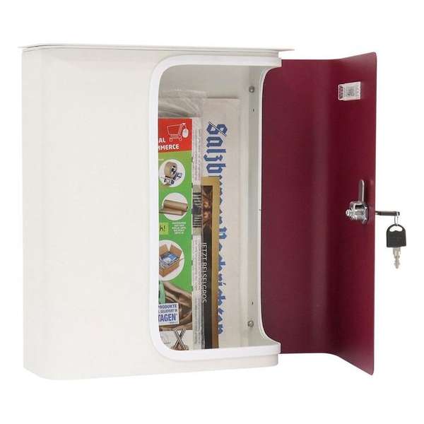 Rottner Brievenbus Splashy Wit met Bordeaux Deur|35,7x29,5x10cm Rottner Brievenbus Splashy Wit met Bordeaux Deur|35,7x29,5x10cm