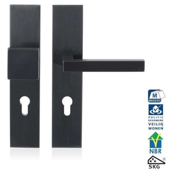 GPF Veiligheidsgarnituur knop/kruk Antraciet rechthoek PC72 SKG*** GPF Veiligheidsgarnituur knop/kruk Antraciet rechthoek PC72 SKG***