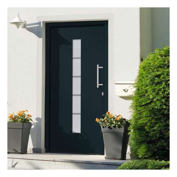 vidaXL Voordeur 100x200 cm aluminium en PVC antraciet vidaXL Voordeur 100x200 cm aluminium en PVC antraciet