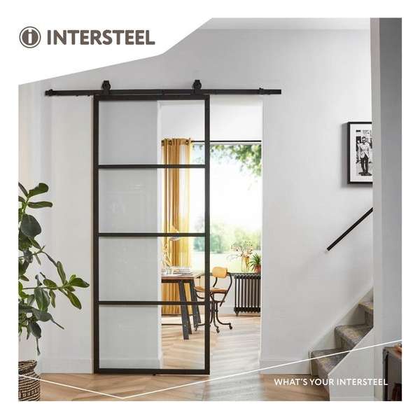 Intersteel DIY-schuifdeur Cubo zwart incl. transparant glas 2150x980x28mm + zwart ophangsysteem Basic Top Intersteel DIY-schuifdeur Cubo zwart incl. transparant glas 2150x980x28mm + zwart ophangsysteem Basic Top